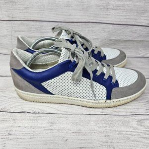 Rare Emporio‎ Armani 11.5 US mens White Navy Blue Gray suede shoes